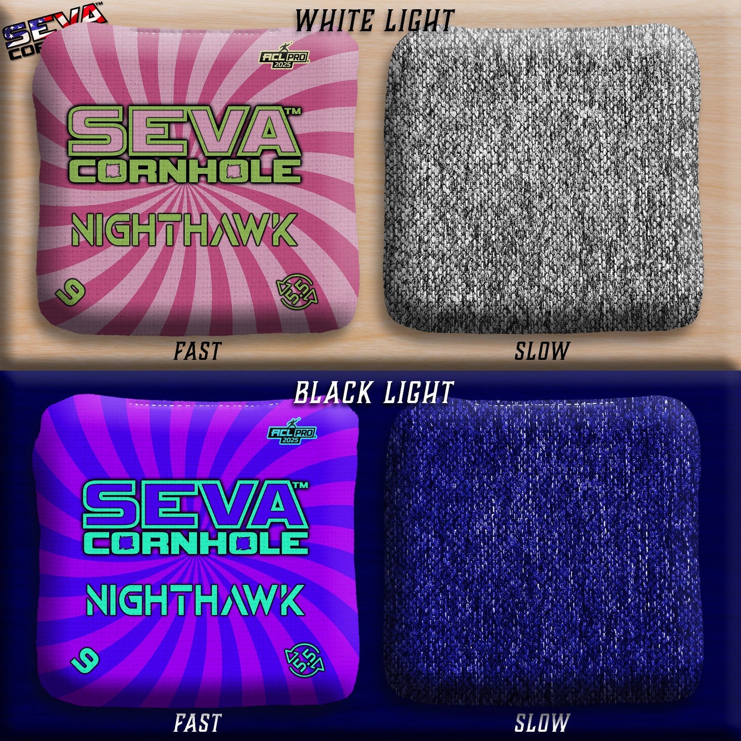 Swirl Blacklight GLO Cornhole Bags NightHawk ACL Pro Stamped