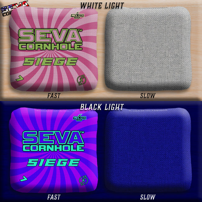Swirl Blacklight GLO Cornhole Bags Siege ACL Pro Stamped