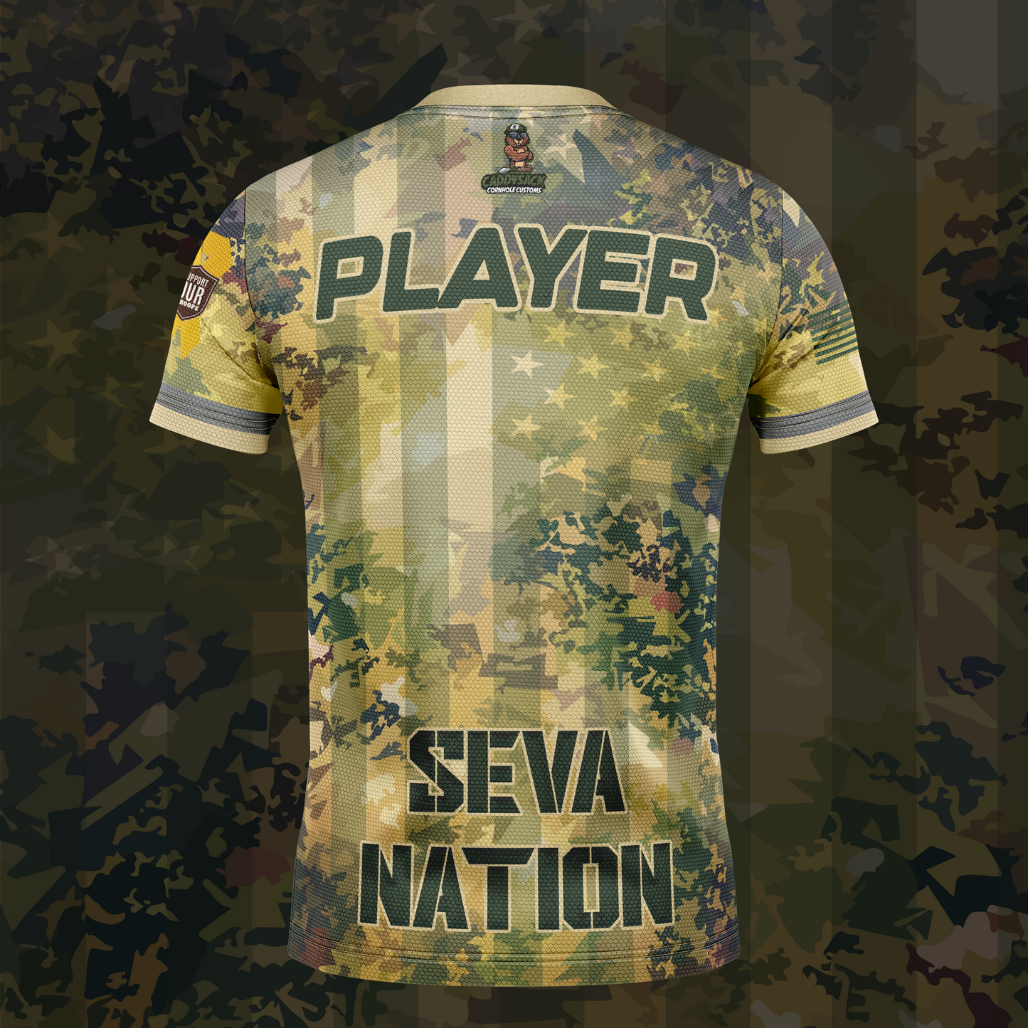 SEVA CORNHOLE JER "ARMY GRUNGE" WHITE EDITION! NEW SPANDEX MESH MATERIAL!