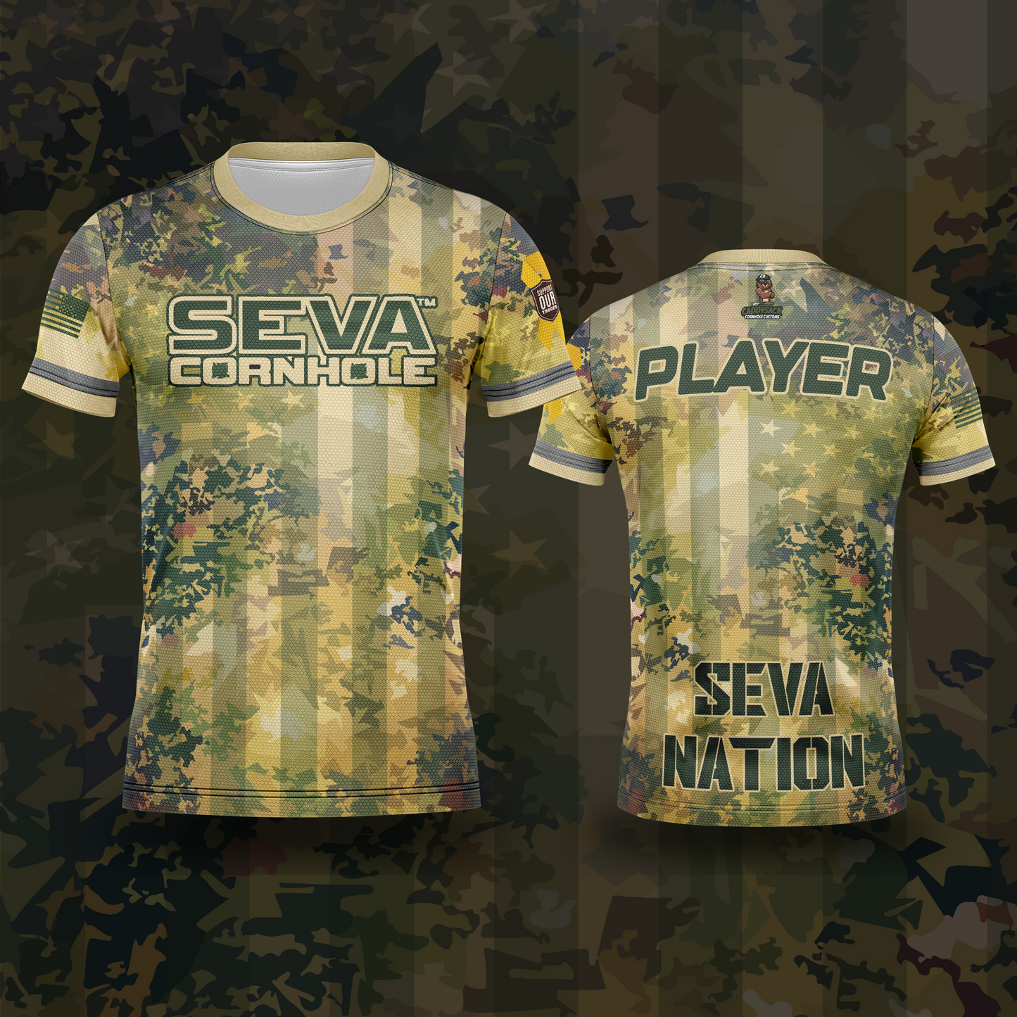 SEVA CORNHOLE JER "ARMY GRUNGE" WHITE EDITION! NEW SPANDEX MESH MATERIAL!