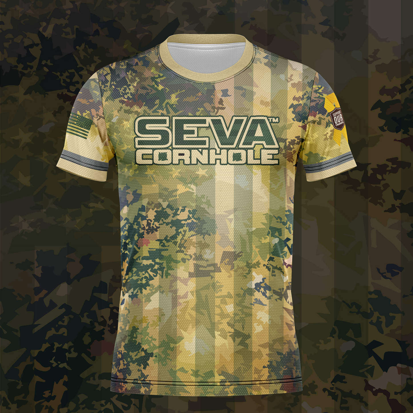 SEVA CORNHOLE JER "ARMY GRUNGE" WHITE EDITION! NEW SPANDEX MESH MATERIAL!
