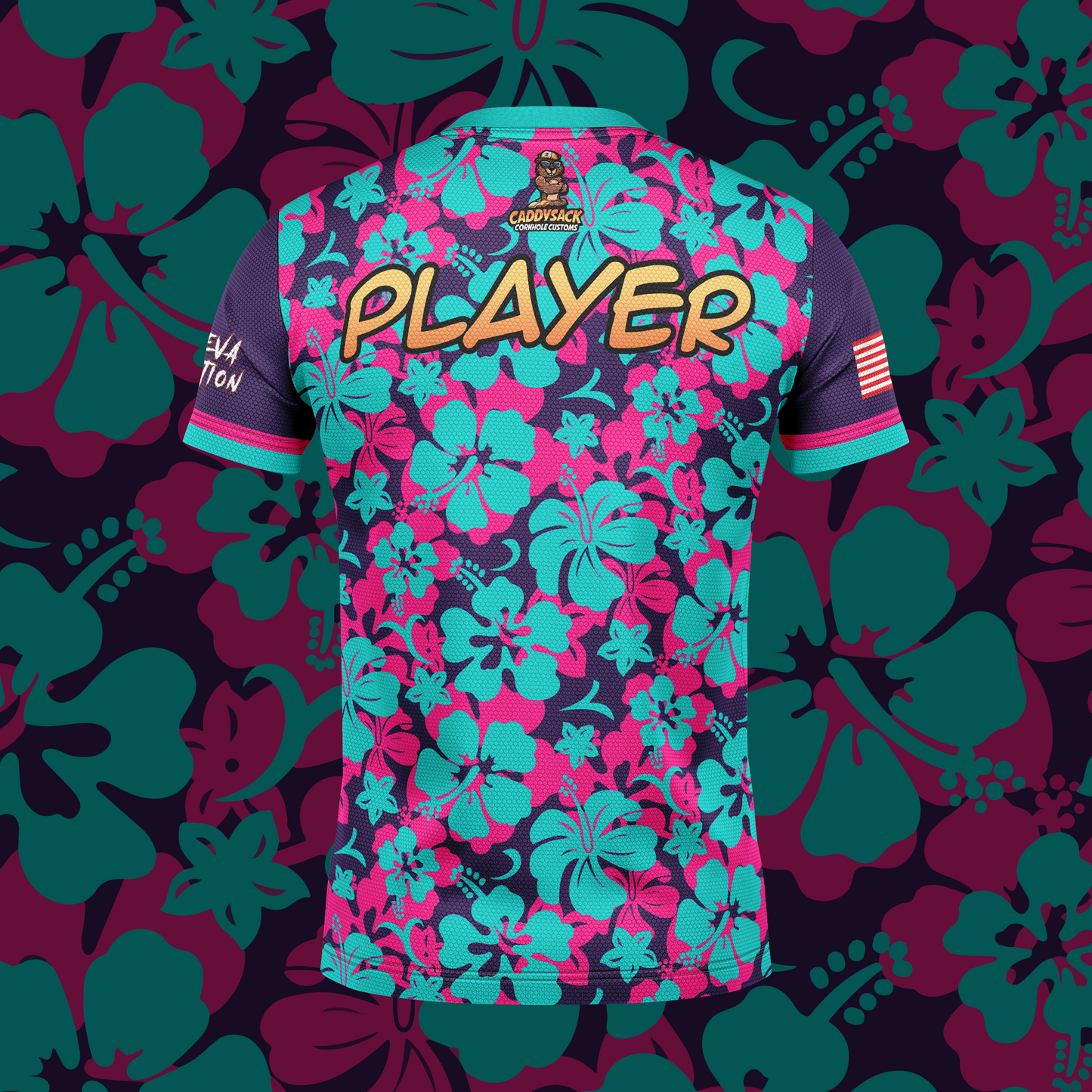 SEVA CORNHOLE JERSEY "FLORAL" BLUE/PINK EDITION! NEW SPANDEX MESH MATERIAL!