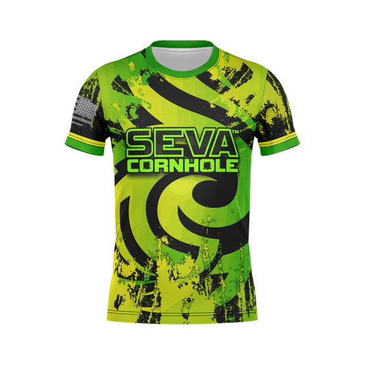 SEVA CORNHOLE JERSEY "SWIRL" LIME EDITION! NEW SPANDEX MESH MATERIAL!