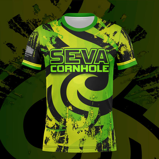 SEVA CORNHOLE JERSEY "SWIRL" LIME EDITION! NEW SPANDEX MESH MATERIAL!