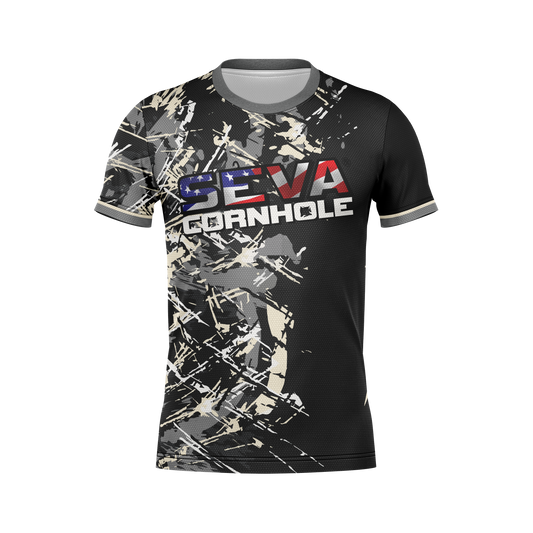 SEVA CORNHOLE JERSEY- "GREY GRUNGE"    NEW SPANDEX MESH MATERIAL!