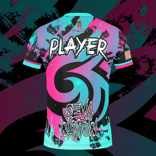 SEVA CORNHOLE JERSEY "SWIRL" BLUE/PINK EDITION! NEW SPANDEX MESH MATERIAL!