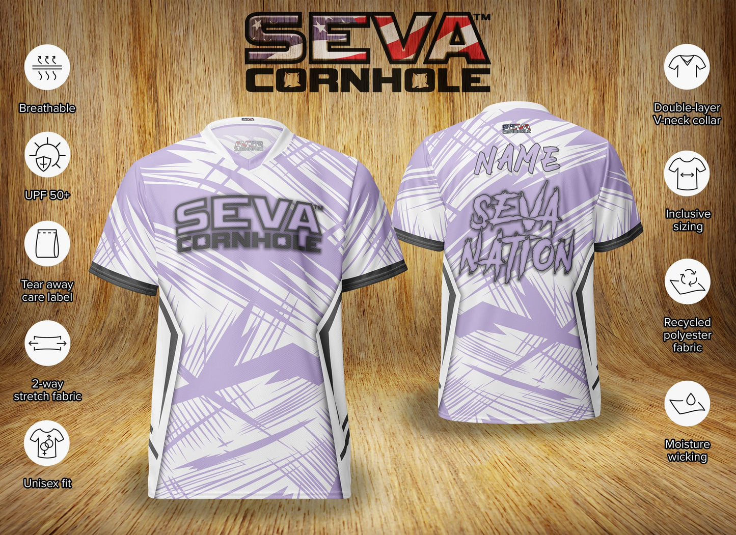 Lavender Light Scratch Personalized SEVA Cornhole Jersey