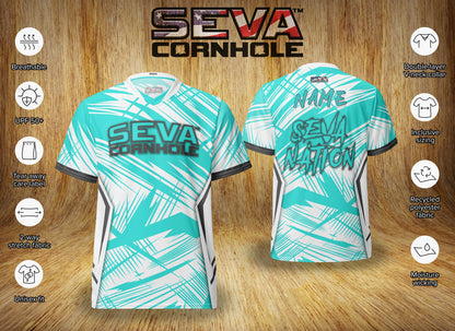 Turquoise Light Scratch Personalized SEVA Cornhole Jersey
