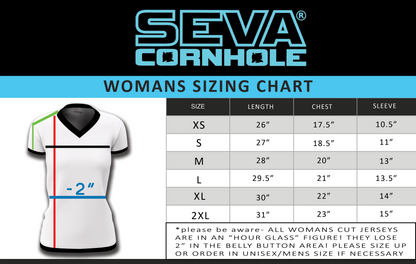 SEVA CORNHOLE JERSEY- "CLASSIC"  NEW SPANDEX MESH MATERIAL!