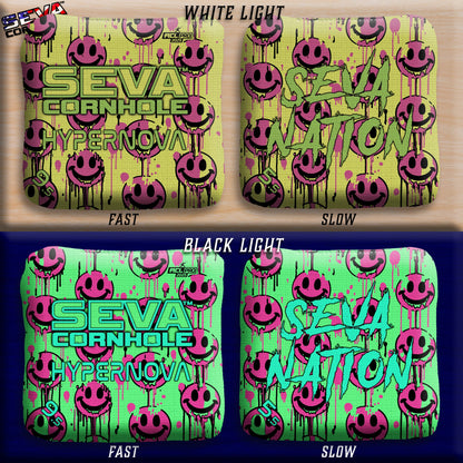 Smiley Blacklight GLO Cornhole Bags Hypernova ACL Pro Stamped