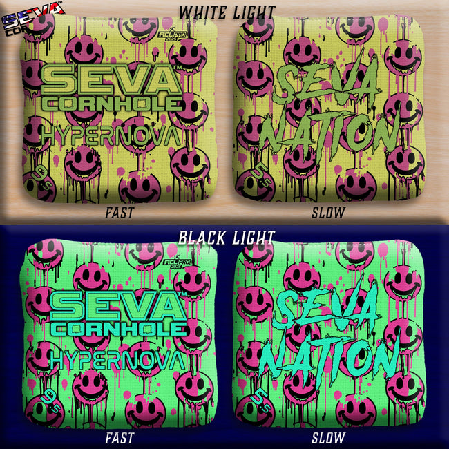 Smiley Blacklight GLO Cornhole Bags Hypernova ACL Pro Stamped