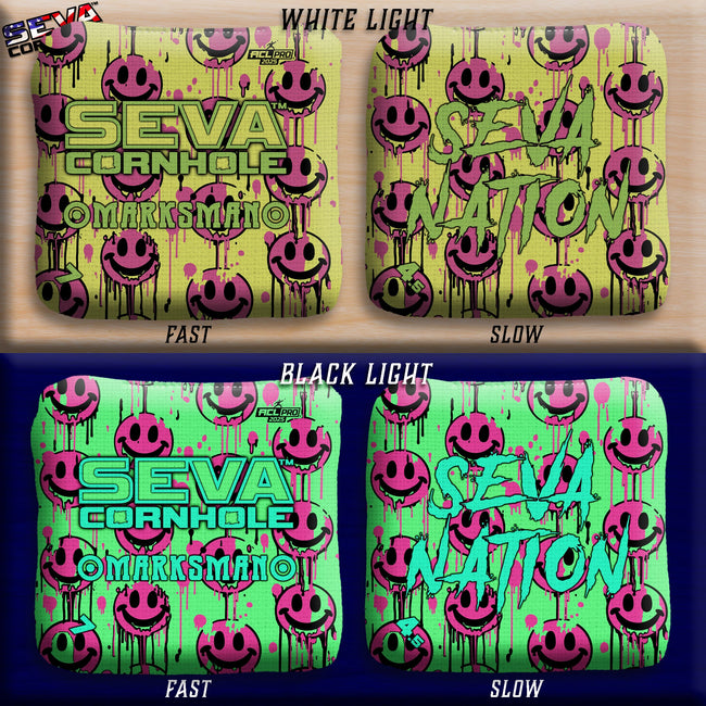 Smiley Blacklight GLO Cornhole Bags Marksman ACL Pro Stamped