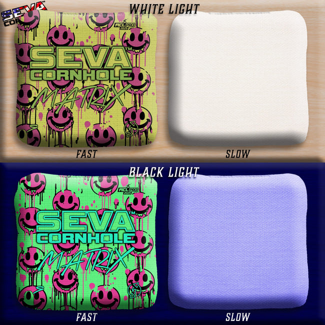 Smiley Blacklight GLO Cornhole Bags Matrix ACL Pro Stamped