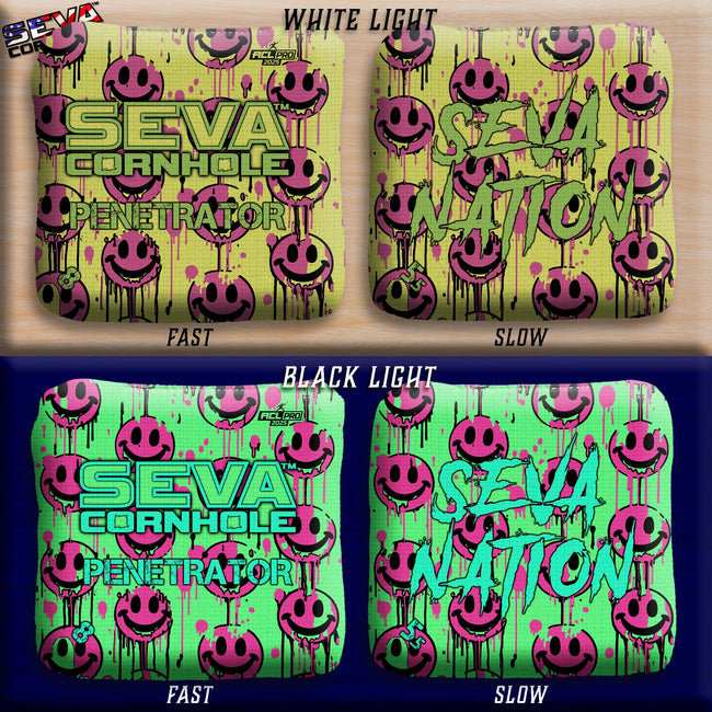 Smiley Blacklight GLO Cornhole Bags Penetrator ACL Pro Stamped