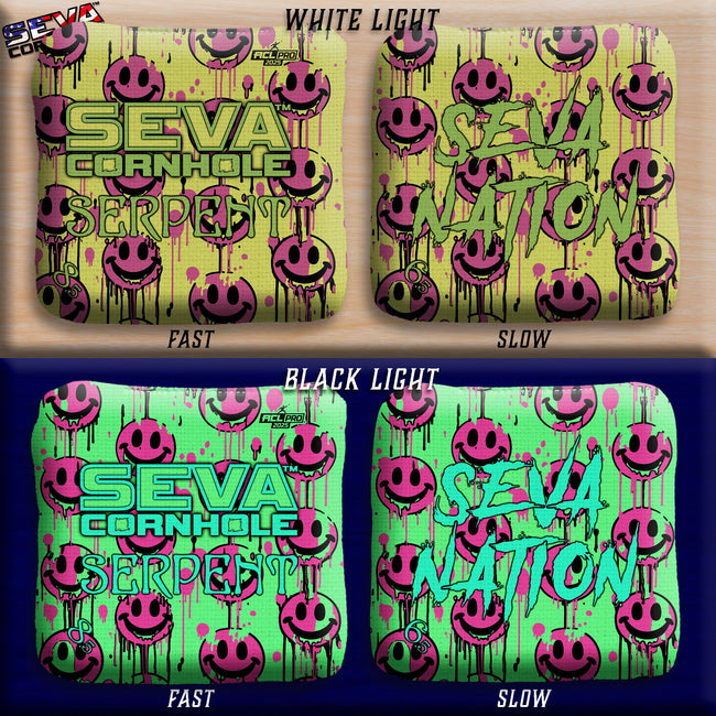 Smiley Blacklight GLO Cornhole Bags Serpent ACL Pro Stamped