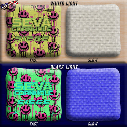 Smiley Blacklight GLO Cornhole Bags Siege ACL Pro Stamped