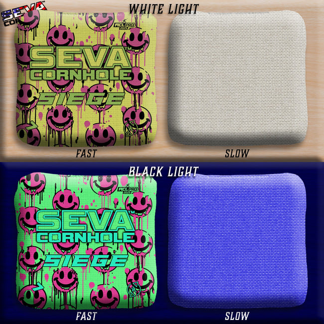 Smiley Blacklight GLO Cornhole Bags Siege ACL Pro Stamped