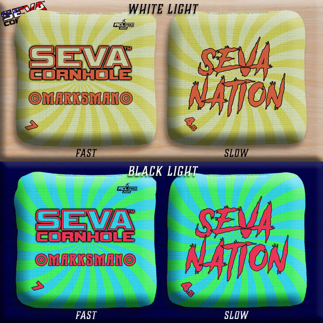 Swirl Blacklight GLO Cornhole Bags Marksman ACL Pro Stamped