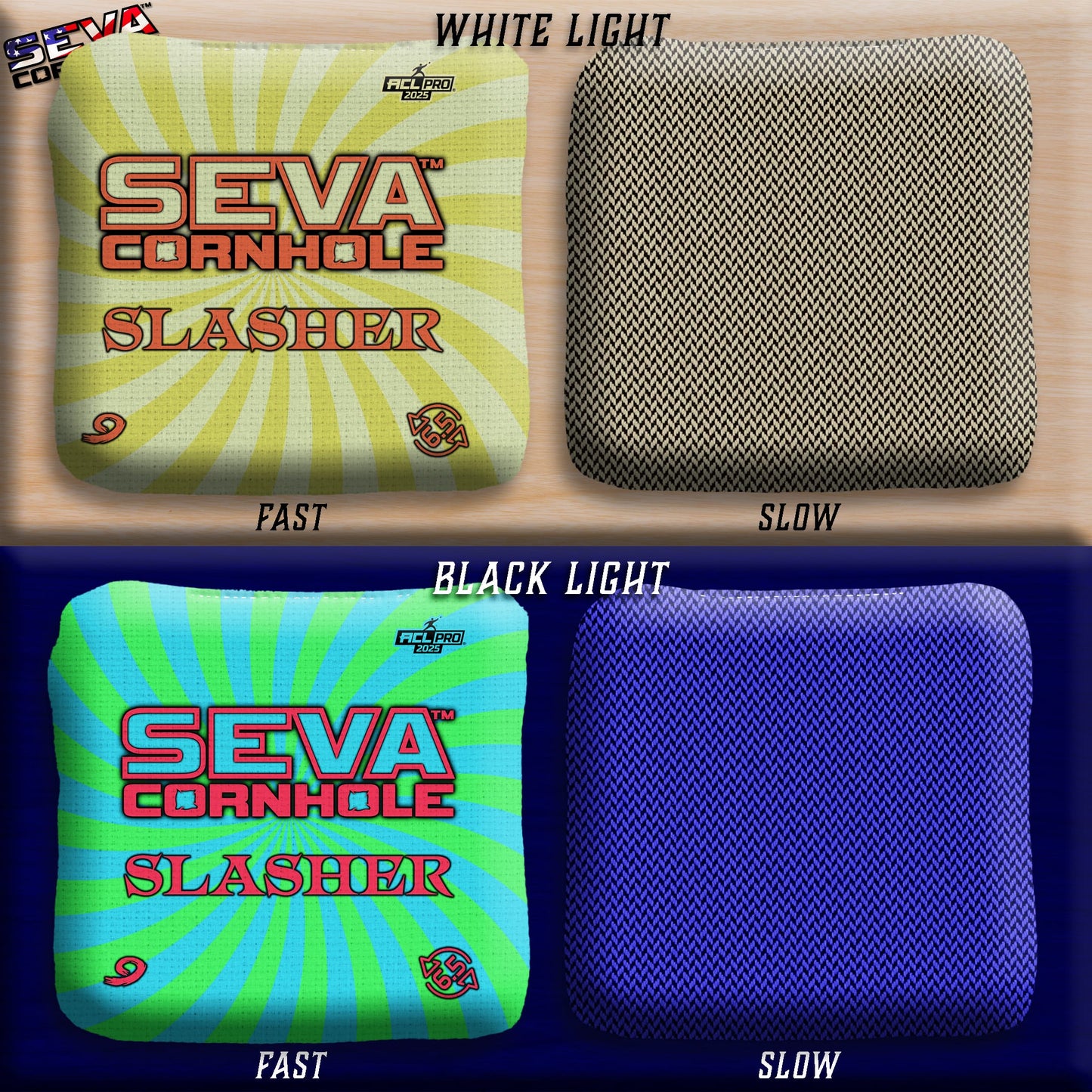 Swirl Blacklight GLO Cornhole Bags Slasher ACL Pro Stamped