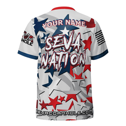 Personalized SEVA NATION White Stars Jersey