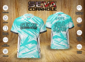 Turquoise Light Scratch Personalized SEVA Cornhole Jersey