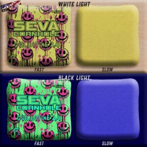 Smiley Blacklight GLO Cornhole Bags Guillotine 2.0 ACL Pro Stamped